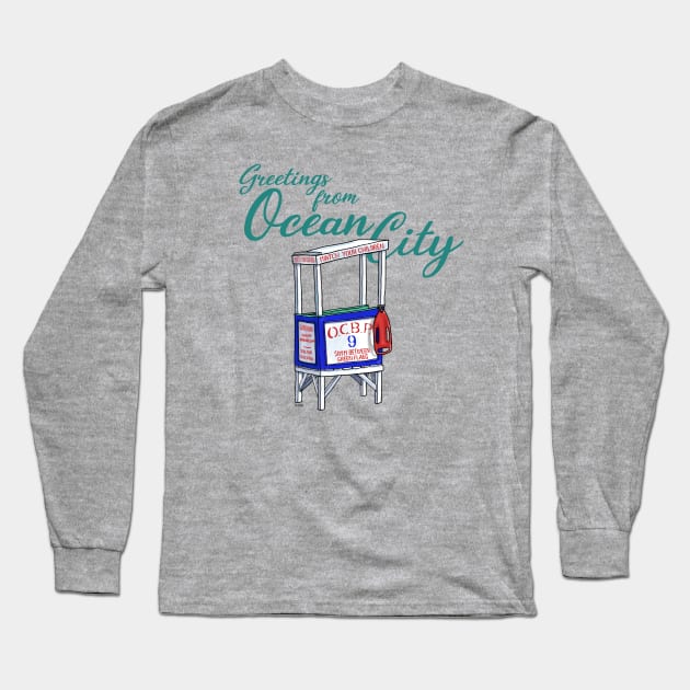 Greetings from Ocean City Long Sleeve T-Shirt by mcillustrator